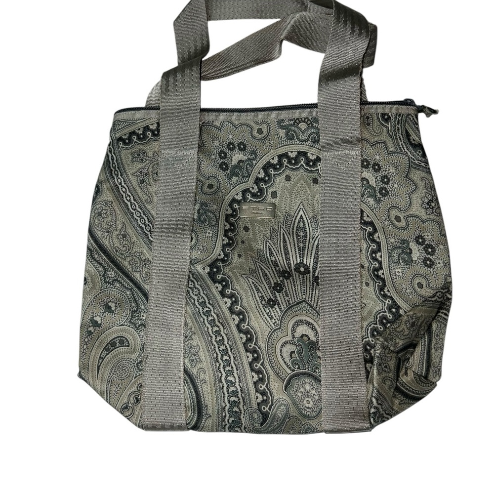 Paisley Pattern Zipper Tote Bag in Gray